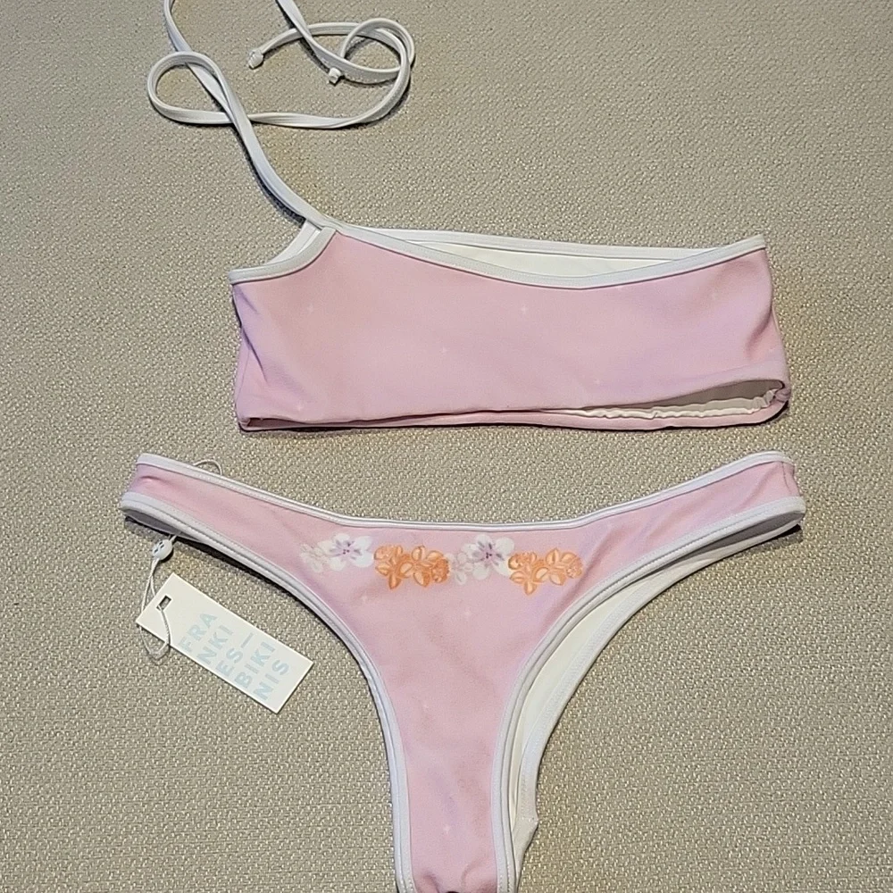 Frankie's Bikinis Malibu Holiday Terry One Shoulder Bikini Top Boot Bottom Small